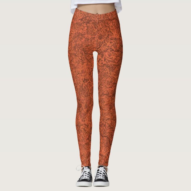 Burnt orange popular pattern leggings (Front)