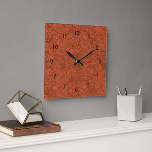 Burnt orange popular pattern square wall clock