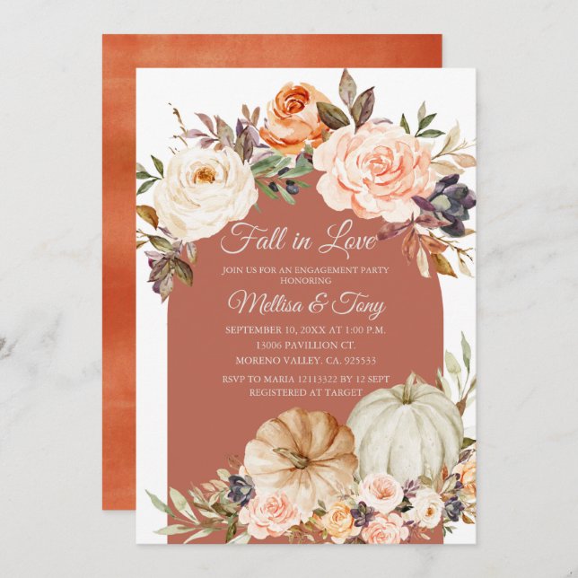 Burnt Orange Pumpkin Falling in love  Invitation (Front/Back)