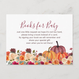 Burnt Orange pumpkin Floral books for baby Invitation Postcard