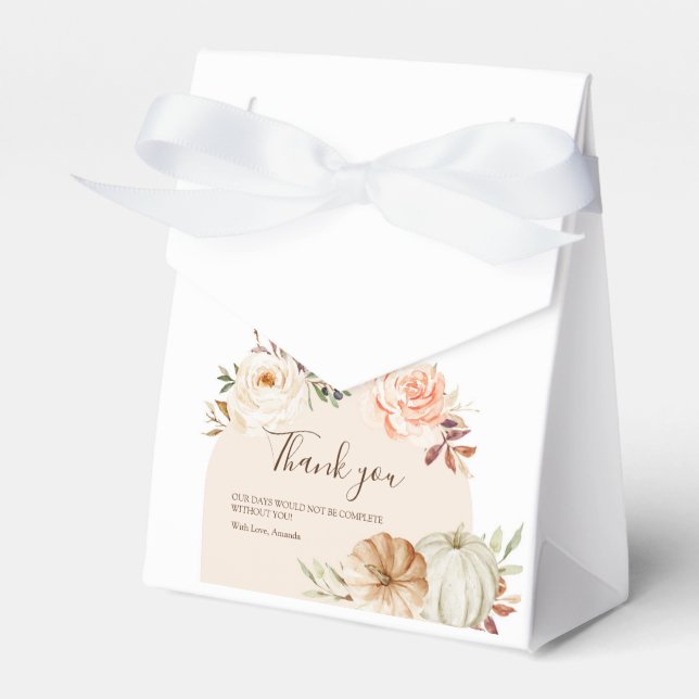 Burnt Orange Pumpkin Floral Fall in love Favour Bo Favour Box (Front Side)