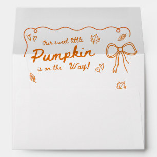 Burnt Orange Pumpkin Hand Drawn Doodle Baby Shower Envelope