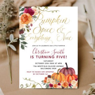 Burnt Orange Pumpkin Kid's Birthday Invite