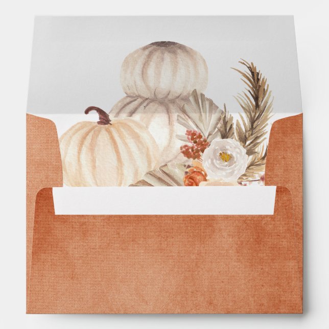 Burnt Orange Pumpkin Pampas Grass Fall Autumn Envelope (Back (Bottom))