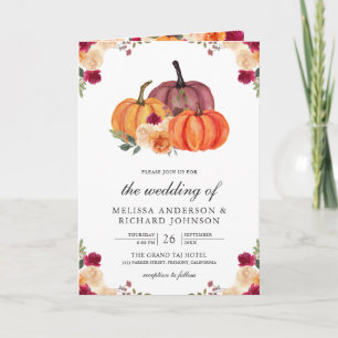 Burnt Orange Pumpkin QR Code Wedding Invitation