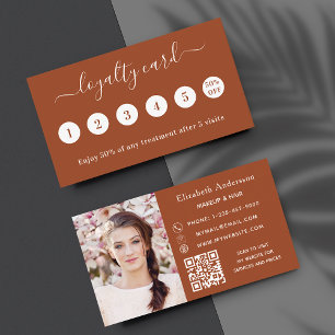 Burnt orange QR code photo business loyalty card