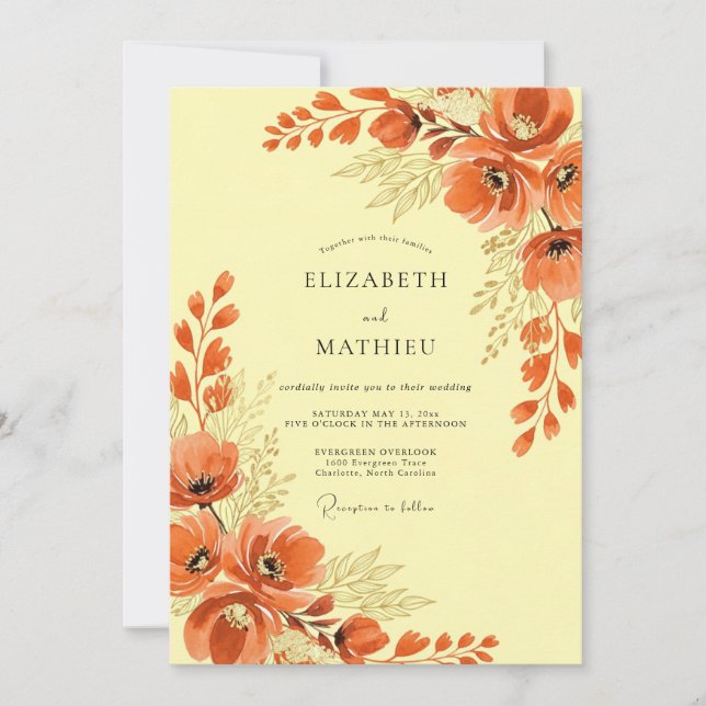 Burnt Orange Radiant Bohemian Wedding Invitation (Front)