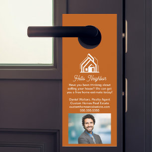 Burnt Orange Real Estate Company Advertising Door Hanger