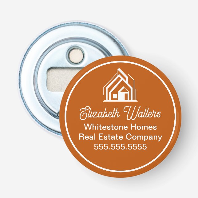 Burnt Orange Real Estate Company Custom Realtor Bottle Opener (Front)
