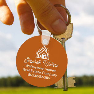 Burnt Orange Real Estate Company Custom Realtor Key Ring