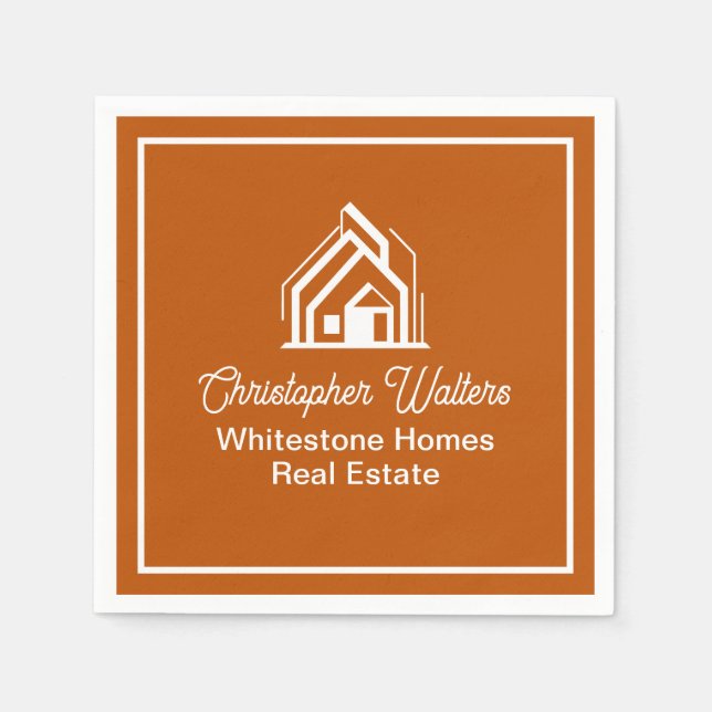 Burnt Orange Real Estate Company Custom Realtor Napkin (Front)