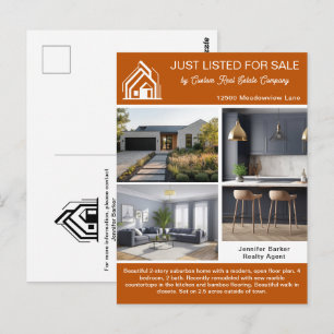 Burnt Orange Real Estate Company House Listing Postcard