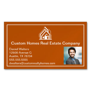 Burnt Orange Real Estate Company Realtor Photo Magnetic Business Card