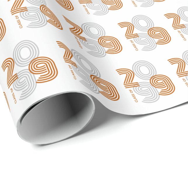 Burnt Orange Retro Big Numbers Class of Wrapping Paper (Roll Corner)