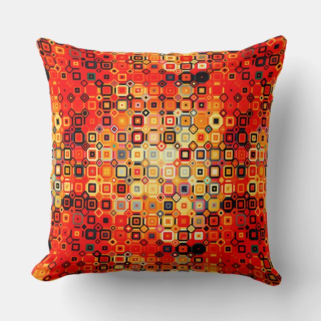 burnt orange retro pattern throw pillow (Front)