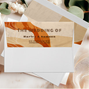 Burnt orange retro wedding invitation envelope