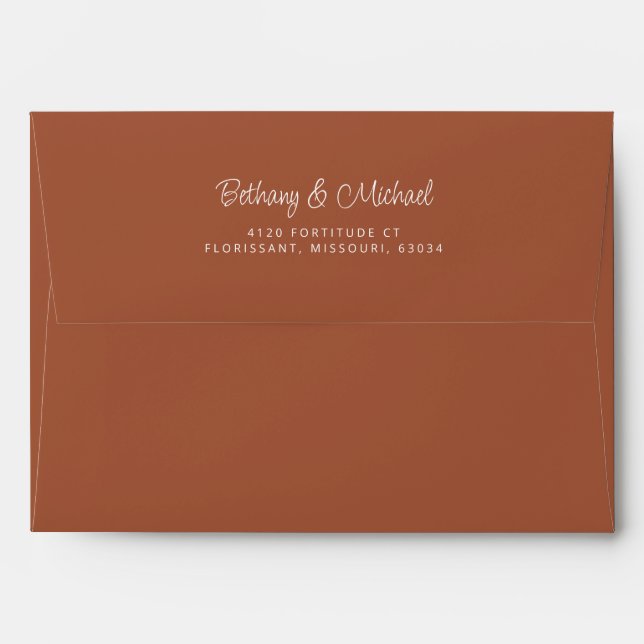 Burnt Orange Return Address Envelope (Back (Top Flap))