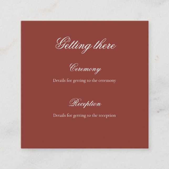 Burnt Orange Roccoco Wedding Enclosure Card (Front)