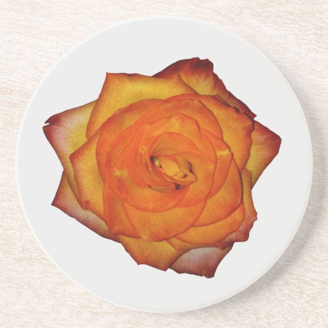 Burnt Orange Rose Sandstone Coaster (Front)