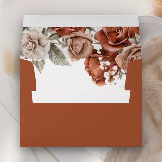 Burnt Orange Roses Terracotta Floral Envelope (Creator Uploaded)