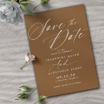 Burnt Orange Rust | Elegant Earthy Fall Wedding Save The Date<br><div class="desc">Simple and elegant save the dates featuring "Save the Date" text in a vintage-inspired script. White font on a burnt orange background.</div>