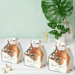 Burnt Orange Rust Green Boho Pampas Fall Wedding Favour Box