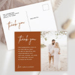 Burnt Orange Rust Wedding Photo Thank You Postcard<br><div class="desc">Burnt Orange Rust Wedding Photo Thank You Postcard</div>