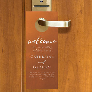 Burnt Orange Rustic Autumn Wedding Welcome Door Hanger