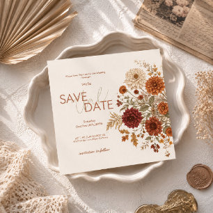 Burnt Orange Rustic Fall Leaves Wedding Save The Date