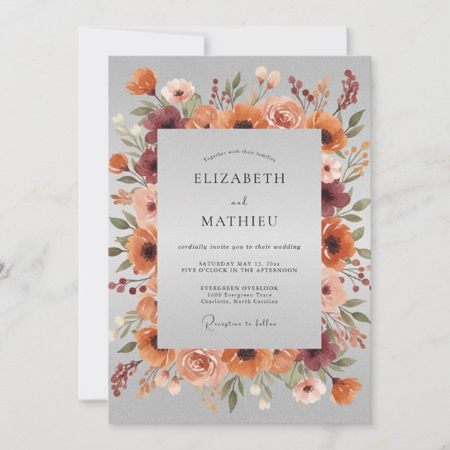 Burnt Orange Rustic Fall Wedding Invitation (Front)