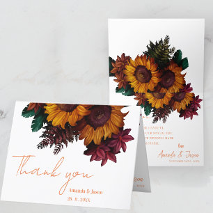 Burnt Orange Rustic Floral Wedding Thank You Card