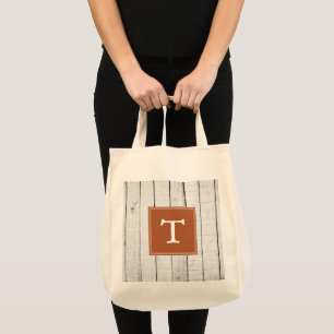 Burnt Orange Rustic Monogram Tote Bag