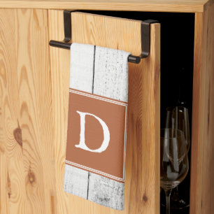 Burnt Orange Rustic Monogram Towel