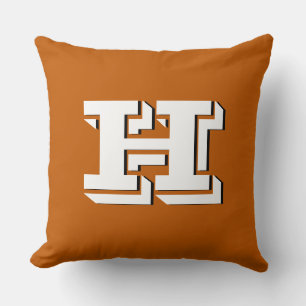 Burnt Orange School Pride Color Style Monogram Cushion