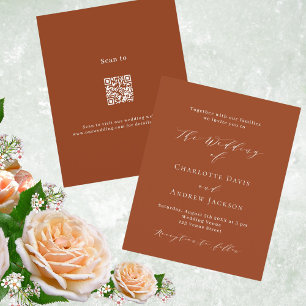 Burnt orange script QR code RSVP budget wedding