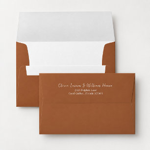 Burnt Orange Script Return Address Envelope