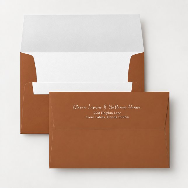 Burnt Orange Script Return Address Envelope (Burnt Orange Script Return Address)
