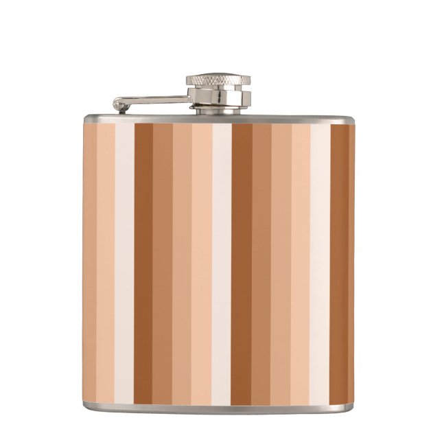 Burnt orange shadow stripes hip flask (Front)