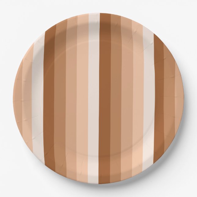 Burnt orange shadow stripes paper plate (Front)