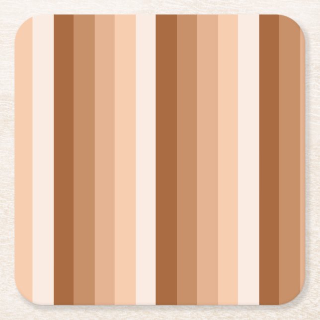 Burnt orange shadow stripes square paper coaster (Front)