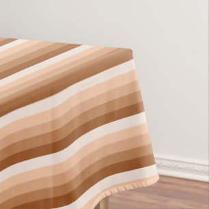 Burnt orange shadow stripes tablecloth