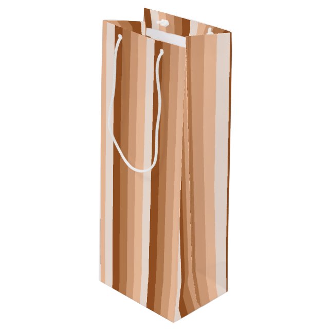 Burnt orange shadow stripes wine gift bag (Front Angled)