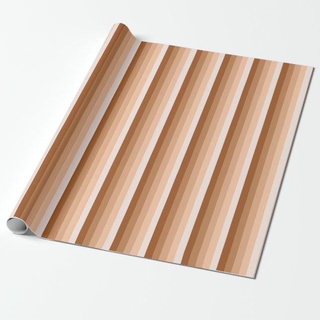 Burnt orange shadow stripes wrapping paper (Unrolled)