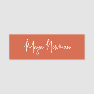 BURNT ORANGE SIGNATURE Modern Minimal  Name Tag