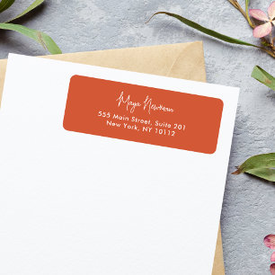 BURNT ORANGE SIGNATURE MONOGRAM RETURN ADDRESS LABEL