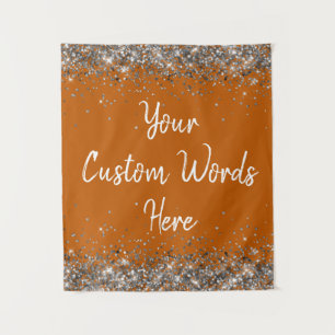 Burnt Orange Silver Birthday Party Photo Booth Tapestry