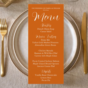 Burnt Orange Simple Style Wedding Dinner Menu