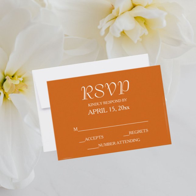 Burnt Orange Simple Style Wedding RSVP Card (In Situ Wedding)