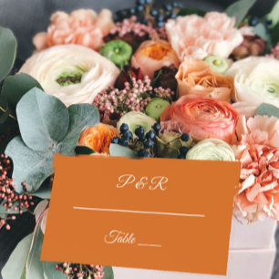 Burnt Orange Simple Stylised Script Wedding Place Card