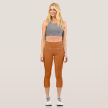 Burnt Orange Solid Plain Colour Capri Leggings<br><div class="desc">Plain Burnt Orange solid colour background. It is a burnt orange colour
beautiful,  elegant,  and chic. Works for many occasions. formal/ Informal cases.

hex#b95814</div>